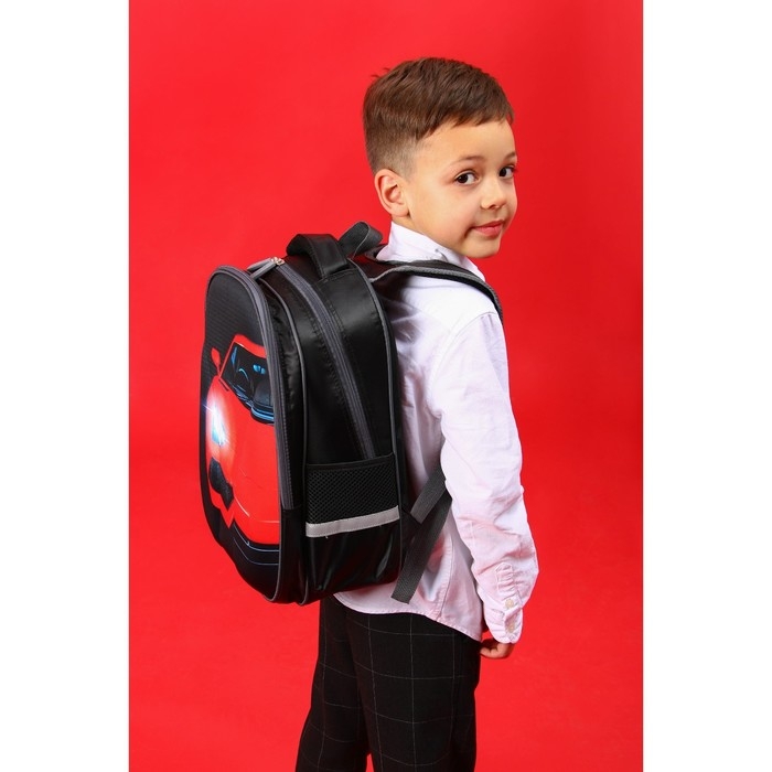 Рюкзак каркасный школьный Calligrata "Красная тачка", 39 х 30 х 14 см