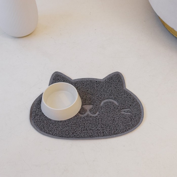 Коврик универсальный под миску и лоток &laquo;Мордочка&raquo;, 30х40 см, серый