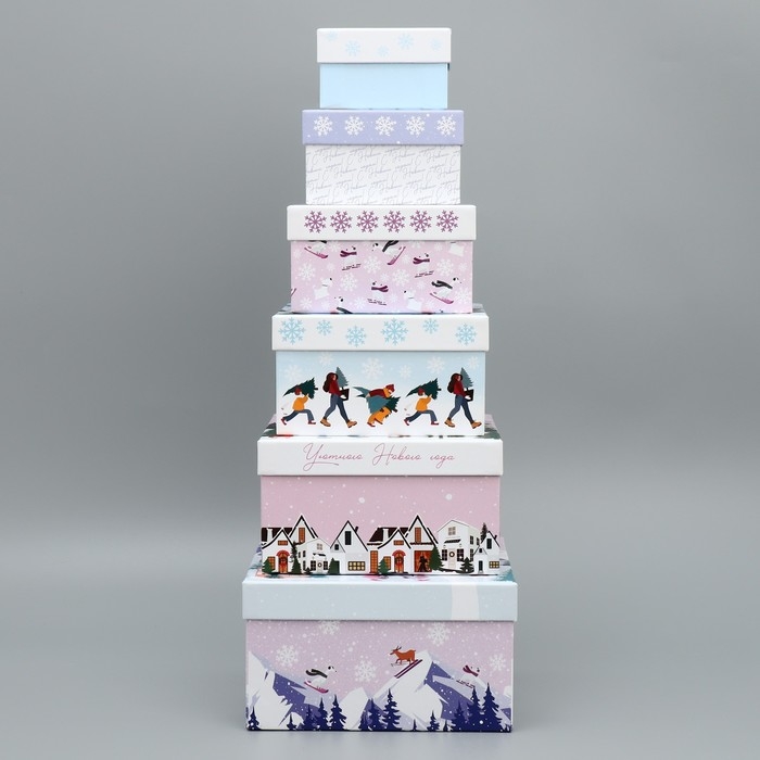 Набор подарочных коробк 6 в 1 &laquo;С Новым годом&raquo;, 10 х 10 х 6 &ndash; 20 х 20 х 11 см, Новый год