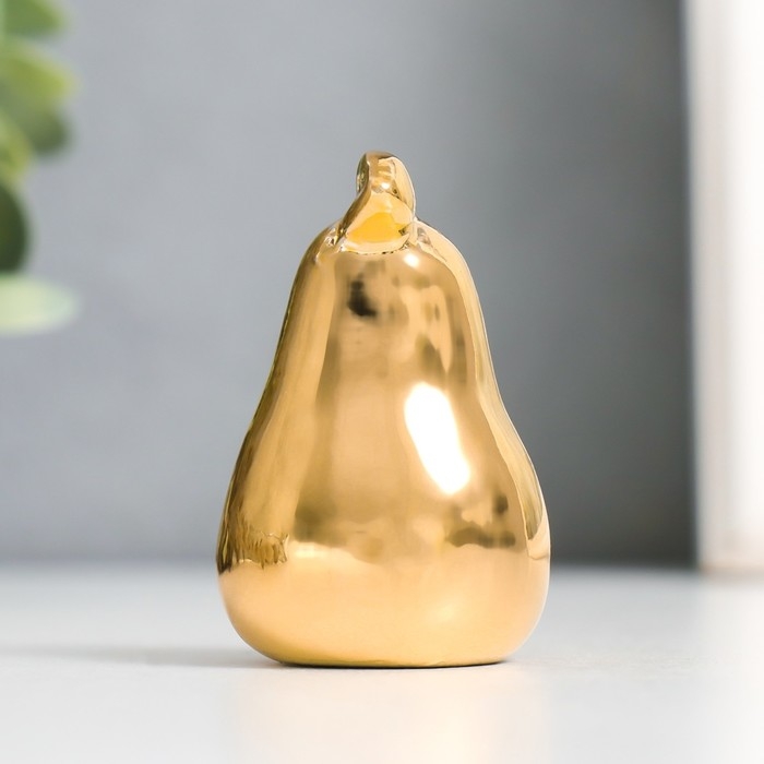 Сувенир керамика "Груша" золото 3,4х3,4х5,5 см