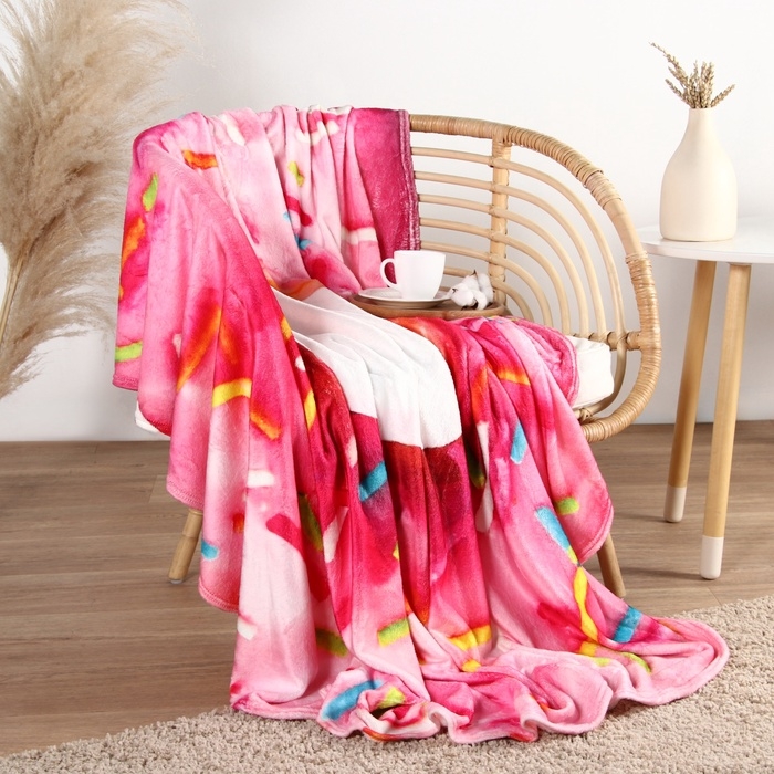 Плед Этель Пончик d=180 см, корал флис, 280 гр Плед Этель Пончик d=180 см, корал флис, 280 гр