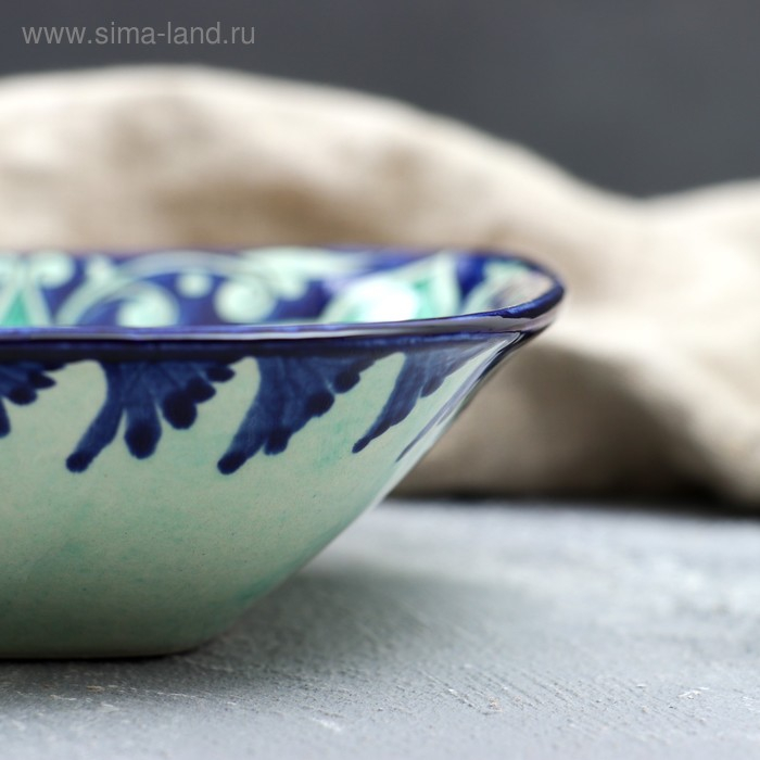 Салатница Риштанская Керамика Салатница Риштанская Керамика "Цветы", 19 см, синий