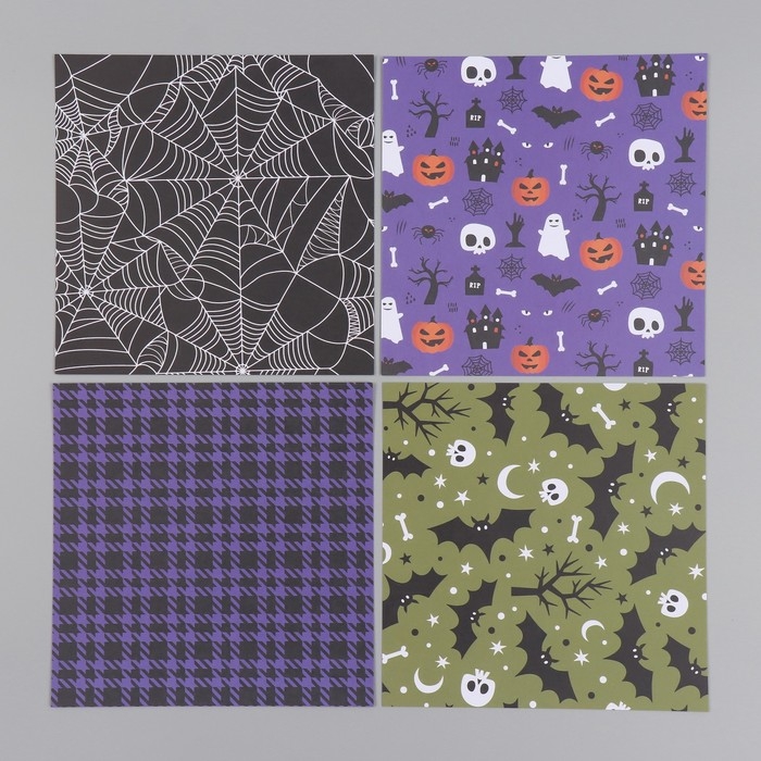 Набор бумаги для скрапбукинга 12 листов 12 дизайнов "Хэллоуин" 160 гр 15,2х15,2 см