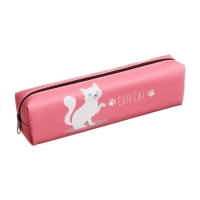 Пенал школьный "Кот" на молнии, розовый Пенал школьный "Кот" на молнии, розовый