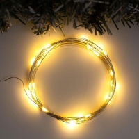 Гирлянда &laquo;Нить&raquo; 5 м роса, IP20, серебристая нить, 50 LED, свечение тёплое белое, USB