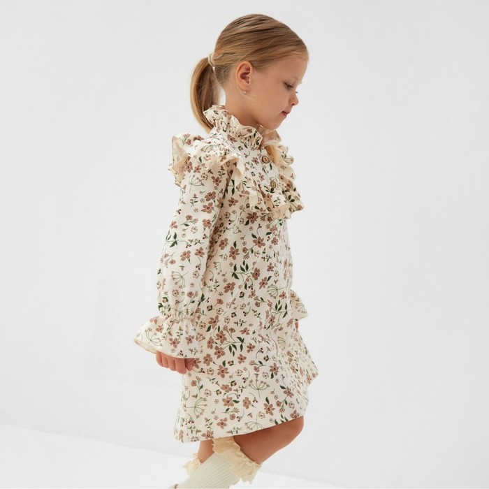 Платье для девочки MINAKU: Cotton collection цвет бежевый, р-р 104