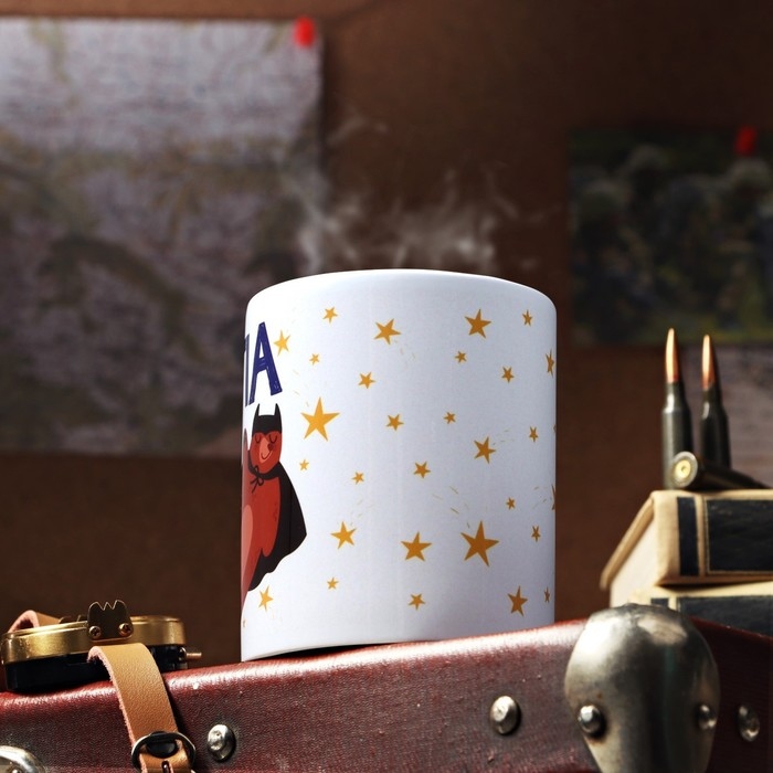 Кружка сублимация "Папа" медведь, звездочки, 320 мл, с нанесением