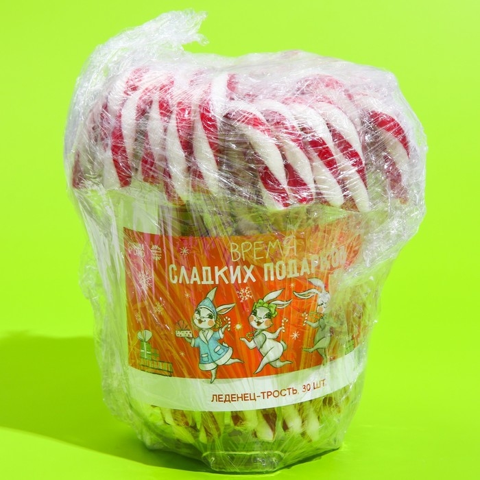 Новый год! Леденец трость &laquo;Время сладких подарков&raquo;, со вкусом вишни, 26 г. х 30 шт.