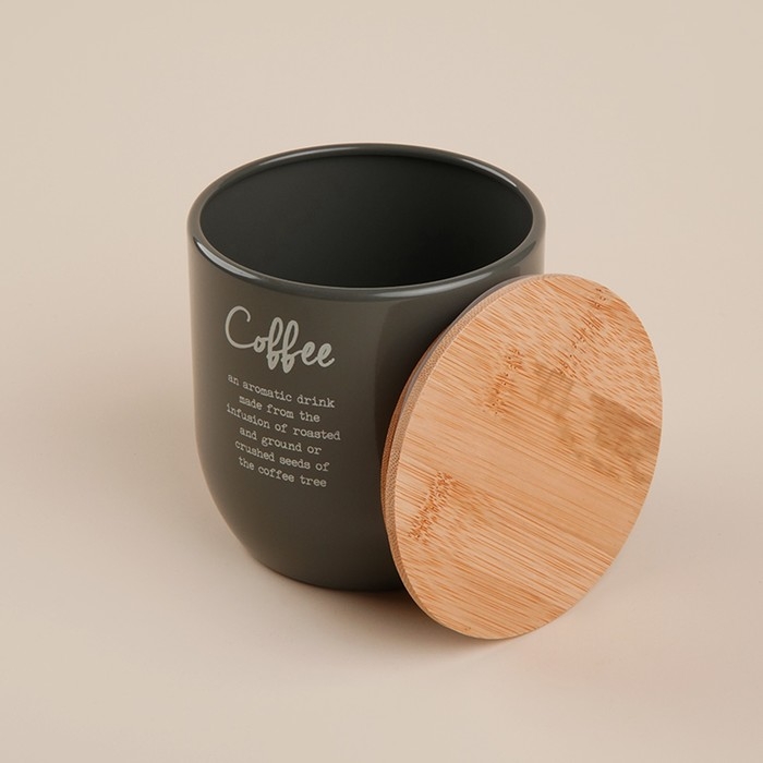 Банка для сахара SL Home, 12&times;12 см, цвет серый, с бамбуковой крышкой