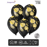 Воздушный шар латексный 12" &laquo;Листья&raquo;, пастель, цвет чёрный, 50 шт.