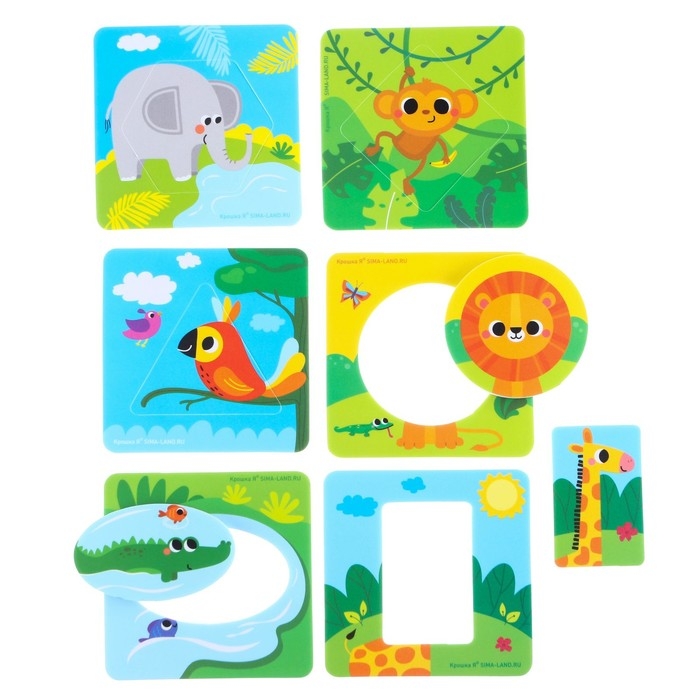 Мягкий пазл для малышей &laquo;Африка&raquo;, по методике Сегена , 6 деталей, Крошка Я