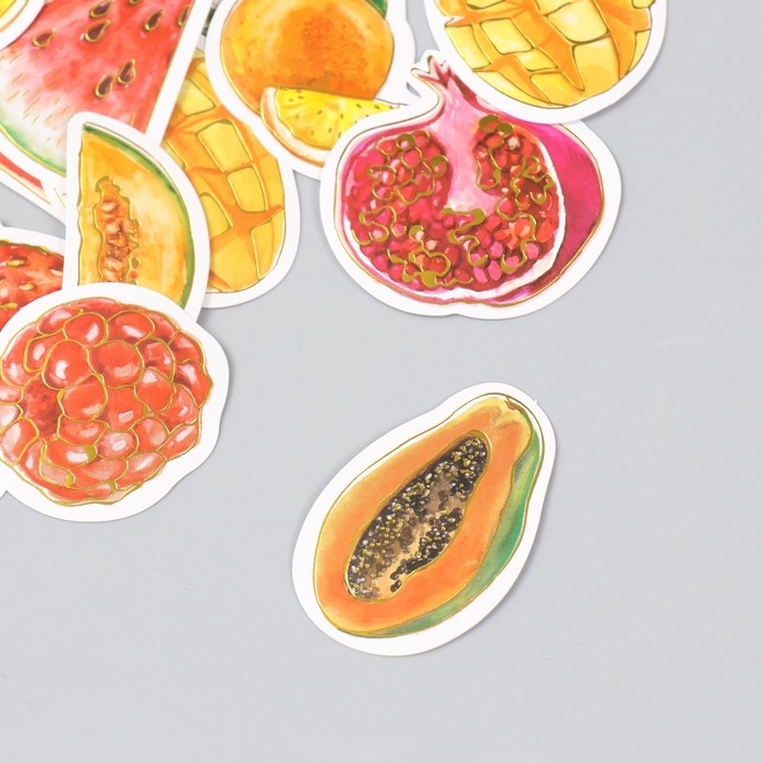 Наклейки для творчества Наклейки для творчества "Фрукты и ягоды" тиснение золото набор 48 шт 9х7х0,8 см