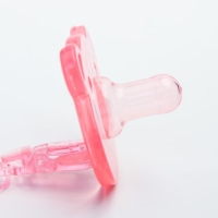 Соска - пустышка цельносиликоновая классическая &laquo;Мишка&raquo;, от 0 мес., с держателем, в контейнере, цвет розовый