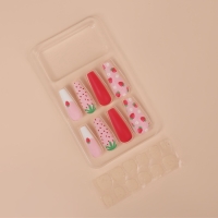 Накладные ногти &laquo;Клубничка&raquo;, 12 шт, с клеевыми пластинами, форма балерина, разноцветные