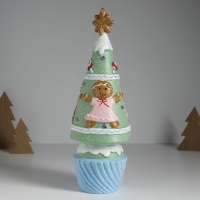 Сувенир керамика свет "Пряничная ёлочка с печенюшками" зелёная 10х10х31 см Сувенир керамика свет "Пряничная ёлочка с печенюшками" зелёная 10х10х31 см
