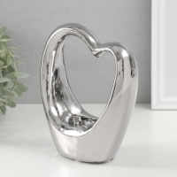 Подсвечник керамика на 1 свечу "Сердце" d=4 см серебро 14,5х6х17 см