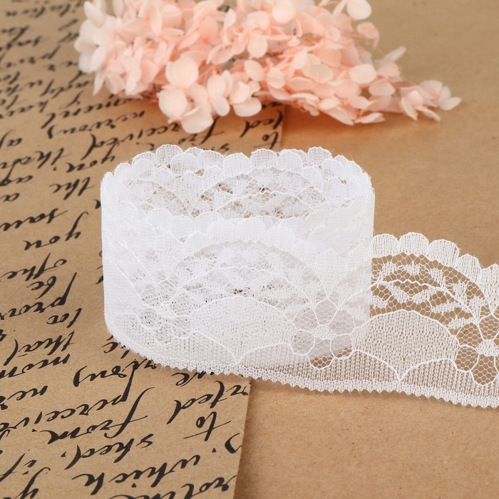 Кружево капроновое, 40 мм &times; 10 &plusmn; 1 м, цвет белый