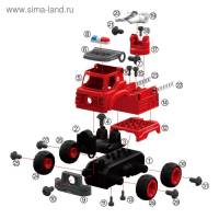 Конструктор винтовой &laquo;Пожарная машина&raquo;, с электрическим шуруповёртом, радиоуправляемый, 31 деталь