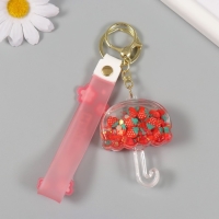 Брелок пластик с карабином, ремешком "Зонтик с клубничкой" водный с декором 6х5х2 см Брелок пластик с карабином, ремешком "Зонтик с клубничкой" водный с декором 6х5х2 см