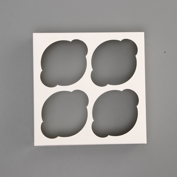 Коробка для 4 капкейка с окном Коробка для 4 капкейка с окном "Счастливого рождества", 16 х 16 х 10 см, упаковка, Новый год