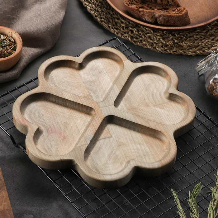 Менажница Adelica «Клевер», 4 секции, 25×1,8 см, массив берёзы Менажница Adelica «Клевер», 4 секции, 25×1,8 см, массив берёзы