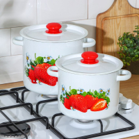 Набор кастрюль &laquo;Клубника садовая&raquo;, 2 предмета: 3,5 л, 5,5 л, индукция