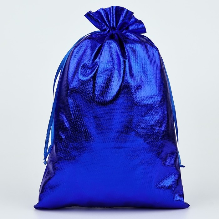 Мешочек подарочный парча &laquo;Новогодние игрушки&raquo;, синий, 20 х 30 см, Новый год