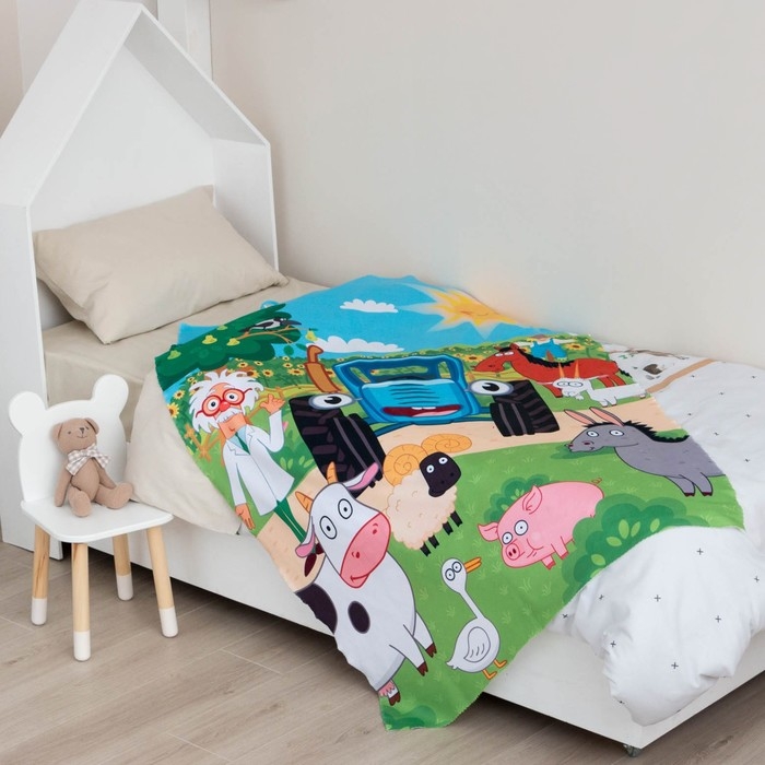 Плед детский &laquo;Синий трактор&raquo;, 100х140 см, 100% полиэстер