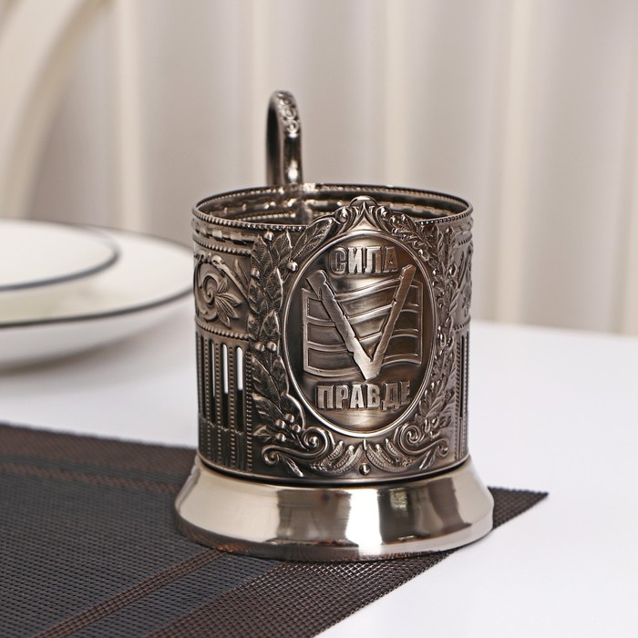 Подстаканник &laquo;V&raquo;, d=72 мм, никелированный, с чернением