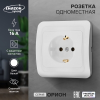 Розетка одноместная Luazon Lighting "Орион", 16 А, скрытая, с з/к, белая Розетка одноместная Luazon Lighting "Орион", 16 А, скрытая, с з/к, белая