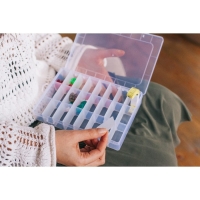 Органайзер для рукоделия, со съёмными ячейками, 24 отделения, 19,5 × 13,5 × 3,5 см, цвет прозрачный Органайзер для рукоделия, со съёмными ячейками, 24 отделения, 19,5 × 13,5 × 3,5 см, цвет прозрачный