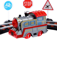 Железная дорога &laquo;Останови крушение&raquo;, 2 поезда, ж/д стрелка, работает от батареек, свет и звук