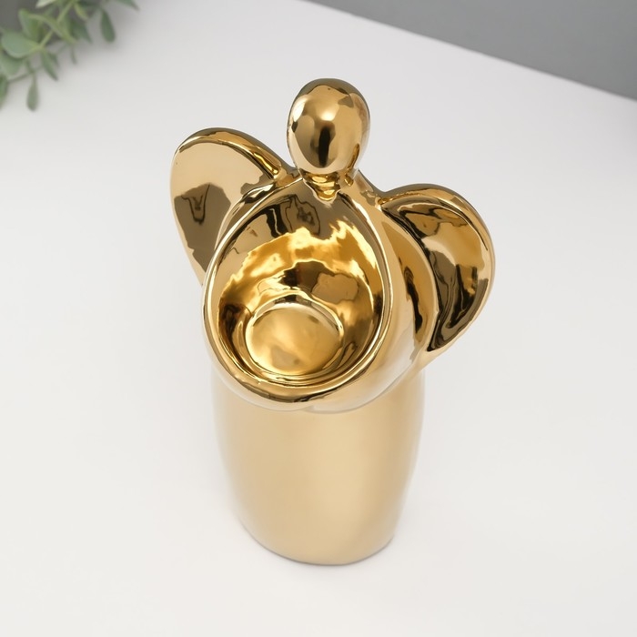 Подсвечник керамика на 1 свечу Подсвечник керамика на 1 свечу "Ангел" d=3,5 см золото 14х9,5х25 см