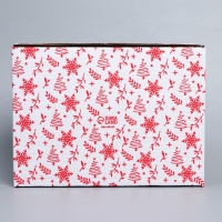 Коробка новогодняя складная &laquo;С новым годом&raquo;, белый, 27 х 21 х 9 см, Новый год