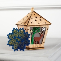 Ёлочная игрушка &laquo;Фонарь с оленем&raquo;, от батареек, свечение тёплое белое