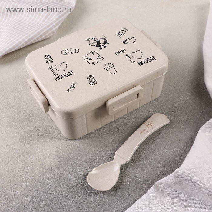 Ланч - бокс с ложкой Доляна &laquo;Люблю вкусняшки&raquo;, 1 л, 18&times;14&times;6,5 см, цвет МИКС