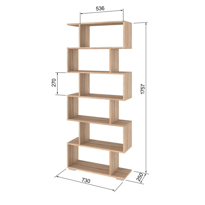 Стеллаж Нордик, 730х250х1750, Дуб сонома