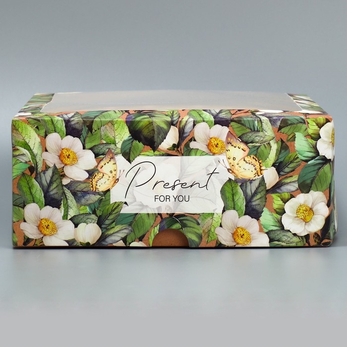 Коробка для капкейков и бенто-торта, кондитерская упаковка &laquo;Цветочный паттерн&raquo;, 25 х 25 х 10 см