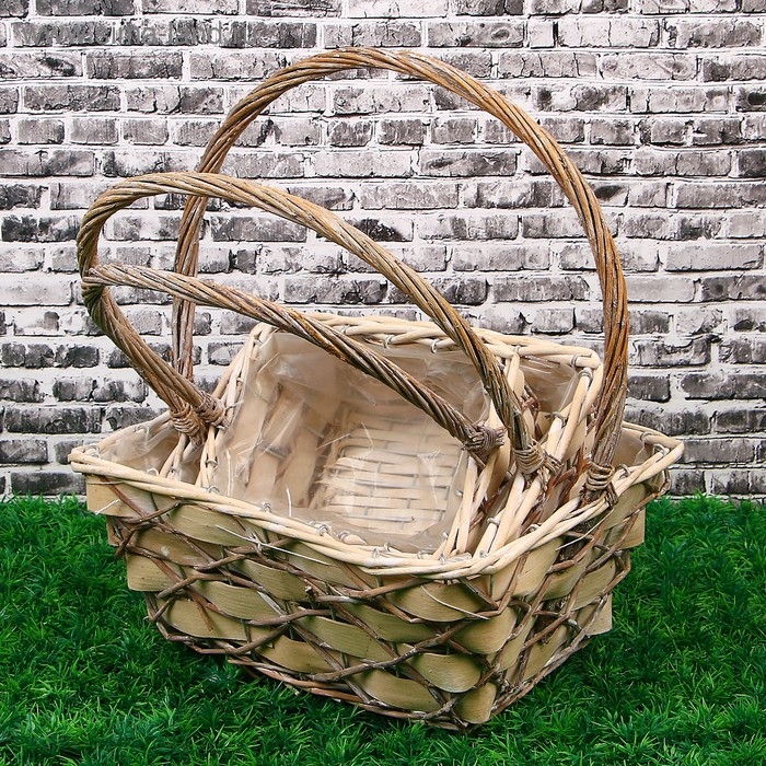 Набор корзин &laquo;Крестики&raquo;, 3 шт: 32&times;25&times;13/37 см, 26&times;18&times;12/33 см, 20&times;14&times;9/29 см