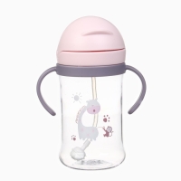 Поильник - непроливайка детский с силиконовой трубочкой и грузиком, от 9 мес., 350 мл., с ручками, цвет розовый, Крошка Я Поильник - непроливайка детский с силиконовой трубочкой и грузиком, от 9 мес., 350 мл., с ручками, цвет розовый, Крошка Я