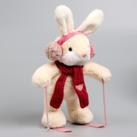 Мягкая игрушка Little Friend, зайка на лыжах, красный шарф, 38 см Мягкая игрушка Little Friend, зайка на лыжах, красный шарф, 38 см