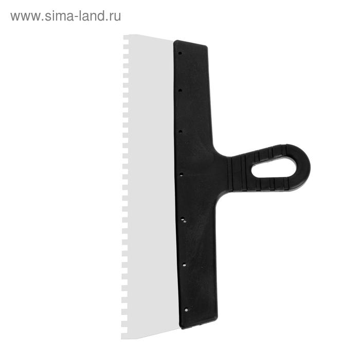 Шпатель зубчатый ЛОМ, 350 мм, зуб 6 мм, нержавеющая сталь