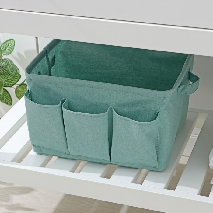 Корзинка для хранения Доляна &laquo;Тая&raquo;, 3 кармана, 30&times;24&times;18 см, цвет бирюзовый