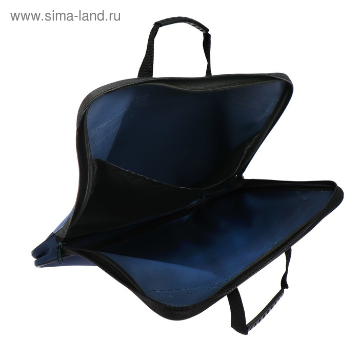 Папка с ручками текстильная А4, 365 х 290 х 30 мм, Calligrata, 1Ш41, Папка с ручками текстильная А4, 365 х 290 х 30 мм, Calligrata, 1Ш41, "Офис", внешний/внутренний карман, синяя