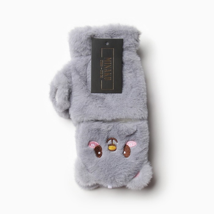 Варежки подростковые MINAKU Мишка 24 см цвет серый Варежки подростковые MINAKU Мишка 24 см цвет серый