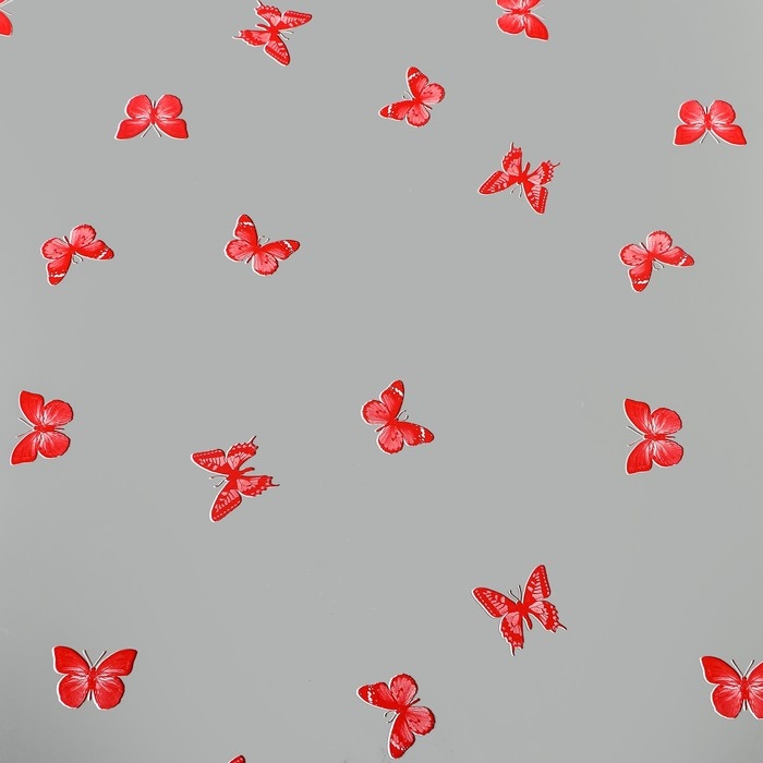 Пленка для цветов Пленка для цветов "Бабочки" красный+белый 0,7 х 8.2 м, 40мкм