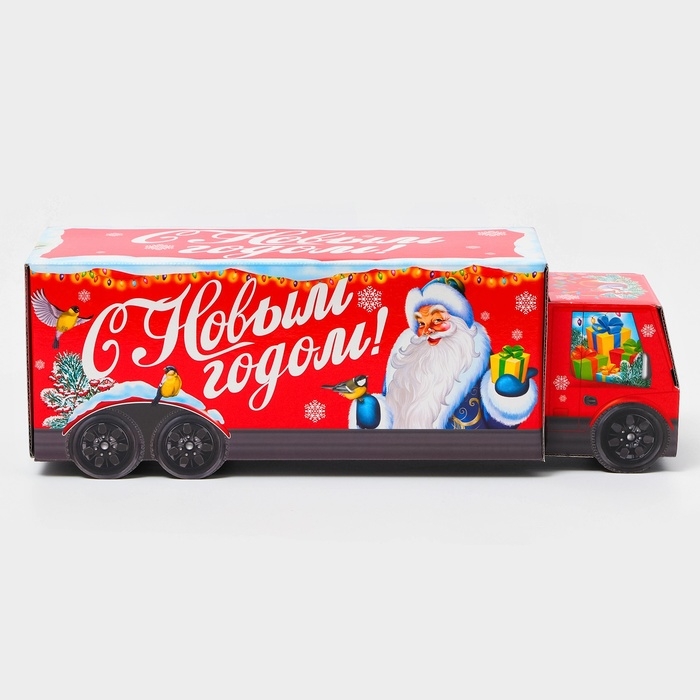 Новый год. Подарочная коробка Новогодняя Фура Новый год. Подарочная коробка Новогодняя Фура "Скоро праздник" с анимацией 36 х 11,5 х 11 см.