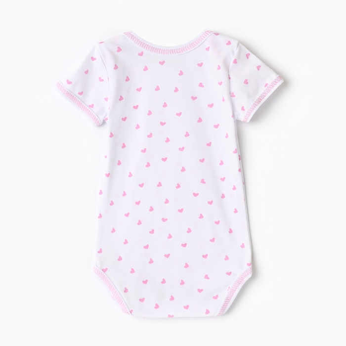 Боди детское с коротким рукавом, цвет белый/сердечки, рост 62