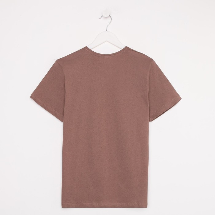 Футболка мужская с принтом, цвет светло-коричневый, размер 48