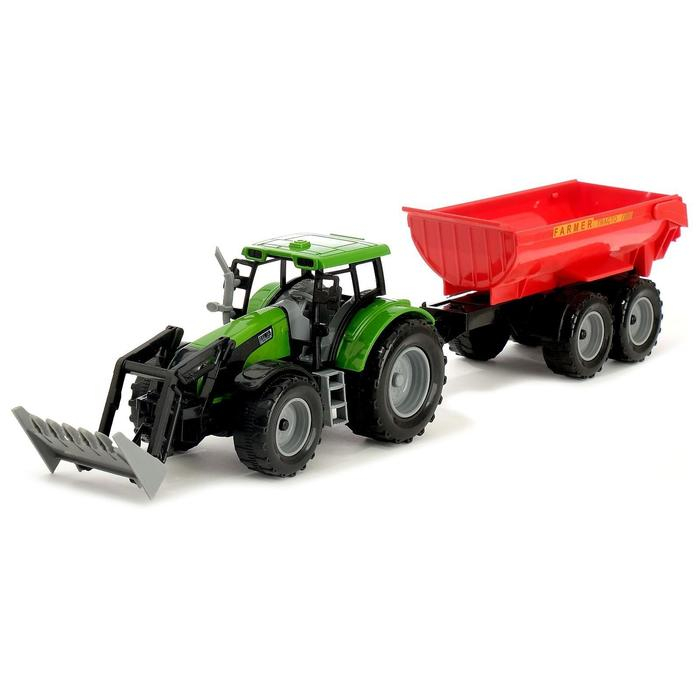 Трактор инерционный &laquo;Фермер&raquo;, с прицепом, масштаб 1:32, МИКС